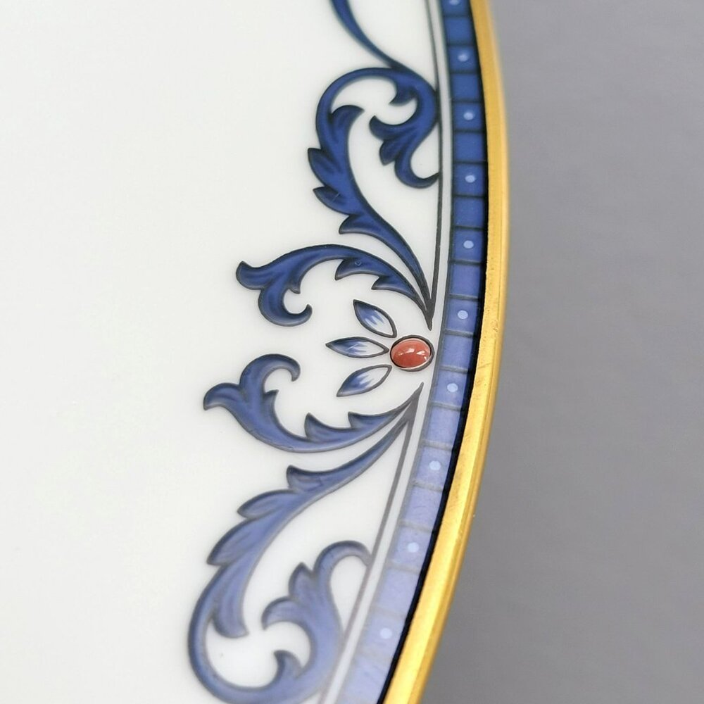 Lenox Royal Scroll Dinner Plate White with Elegant Blue Scroll, Red Dots, USA - Picture 5 of 10
